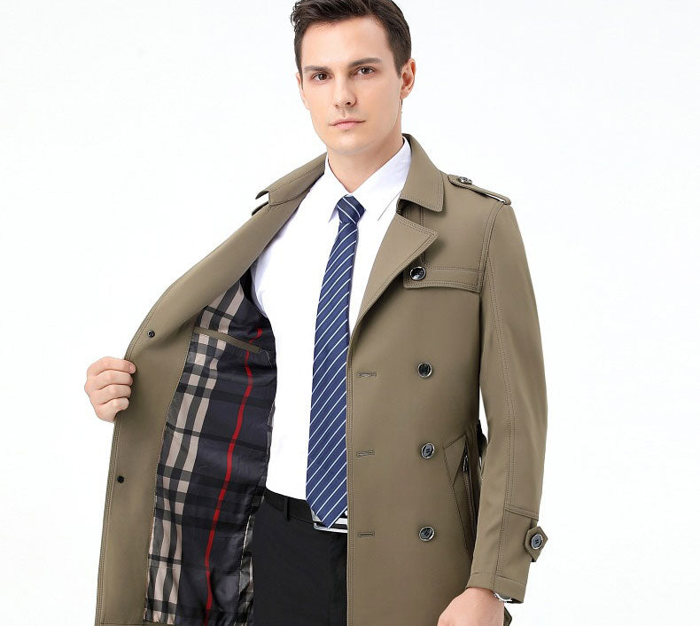 Anti Stab Mid-Length Business Trench Protective Coat