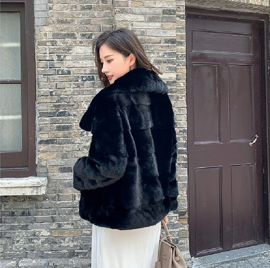 Full Pelt Real Mink Fur Coats Big Fold Collar