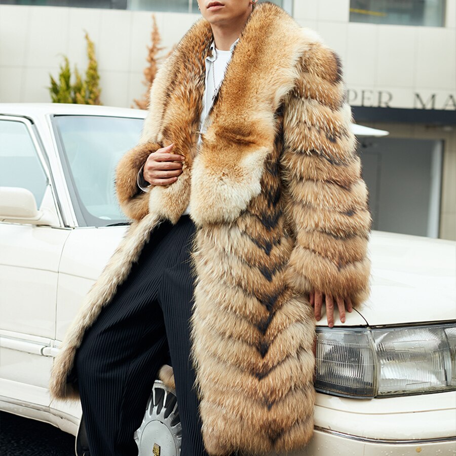 Long Real Fur Coat & Large Collar