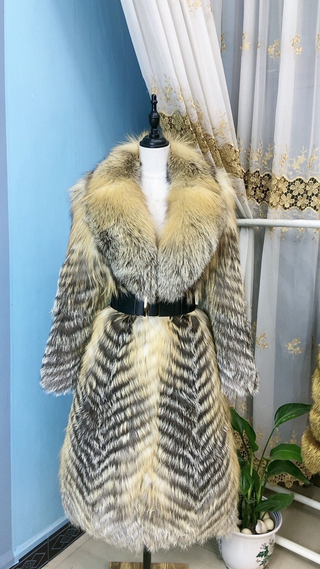 Real Fur Coat Big Fur Collar X-long Coats