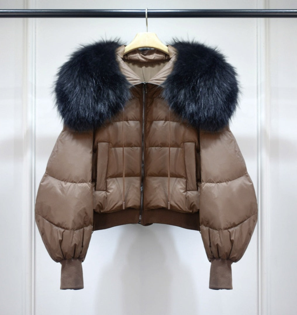 Real Fur Loose Duck Down Puffer Coats