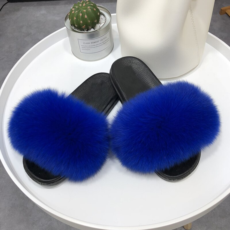Real Fur Slides Sandals Slippers Flip Flops