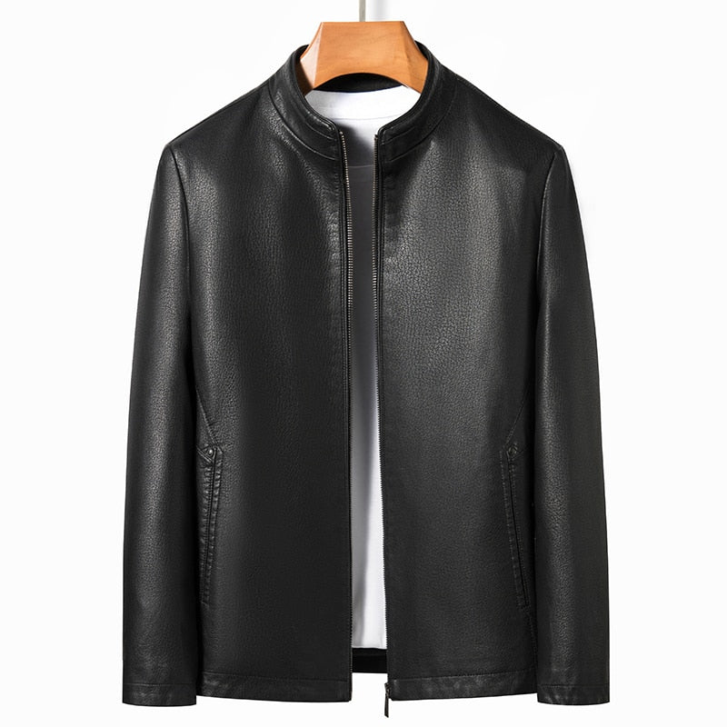 Genuine Leather Thin Jackets Stand Collar