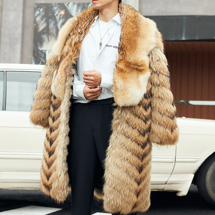 Long Real Fur Coat & Large Collar