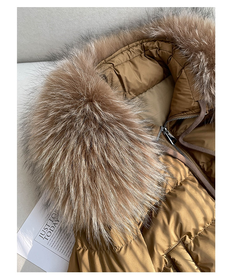 Real Fur Loose Duck Down Puffer Coats