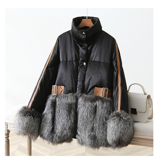 Duck Down Puffer Coats Real Fur Outer Front Half & Cuffs