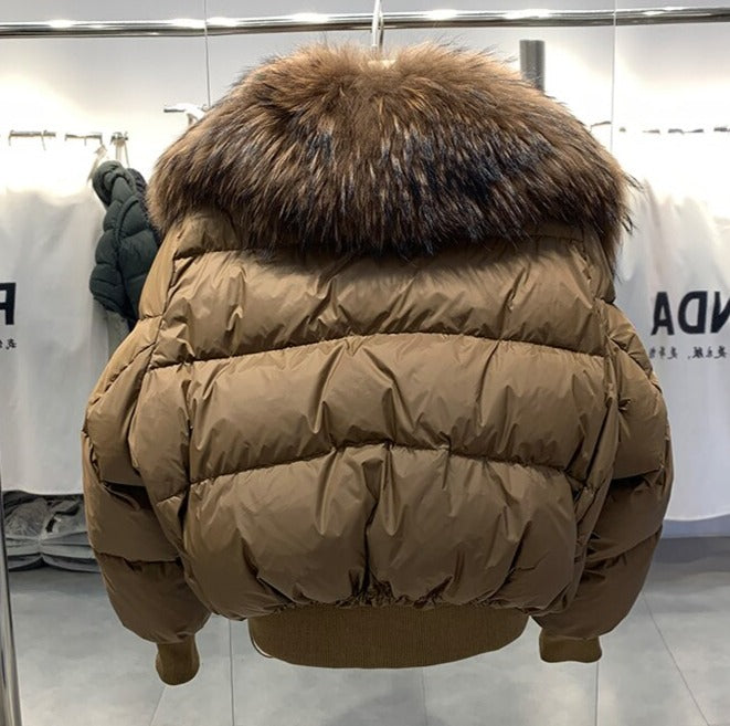 Real Fur Loose Duck Down Puffer Coats