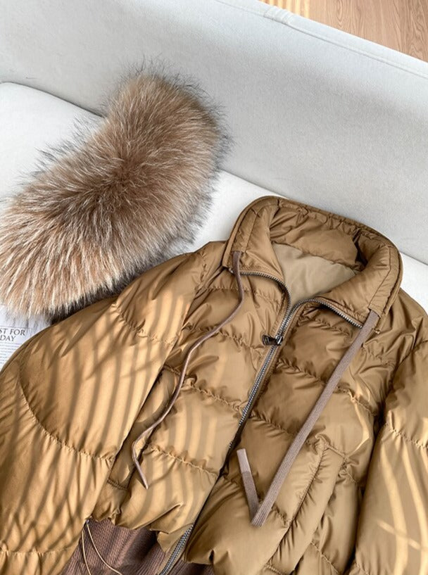 Real Fur Loose Duck Down Puffer Coats