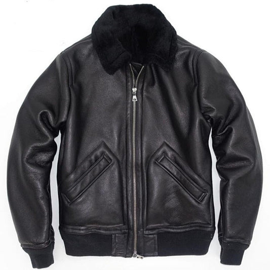 Black Genuine Leather Real Shearling Fur Coats