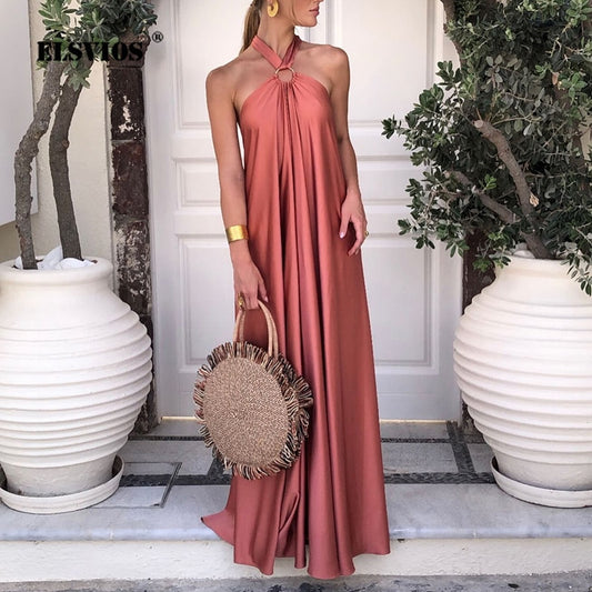 Halter Tube Backless Loose Maxi Dresses