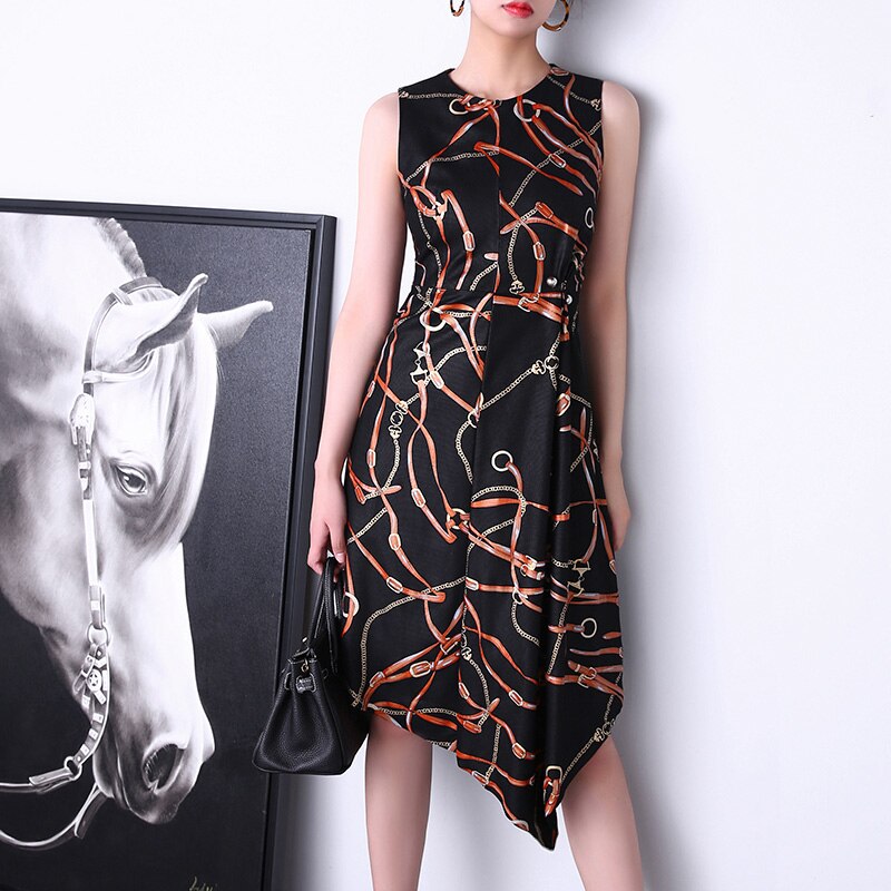 Genuine Leather Sleeveless Mid-Calf Dresses