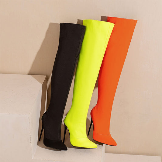 Pu Leather Over-the-knee High Heel Boots