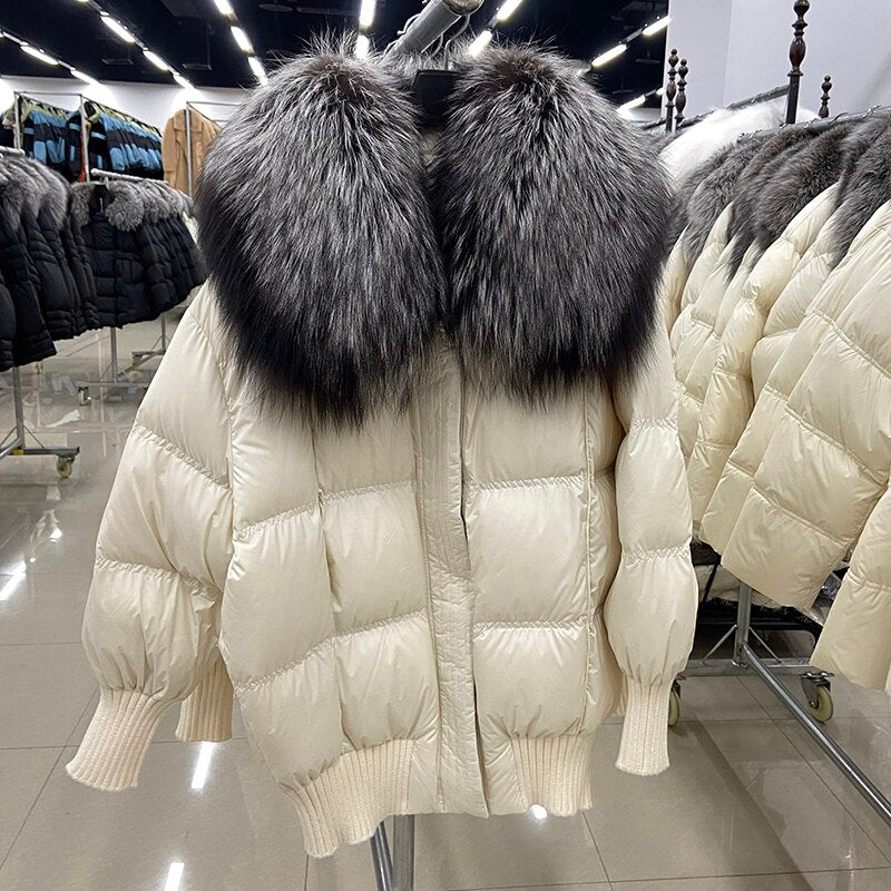 Goose Down Real Fur Big Collar Puffer Coats