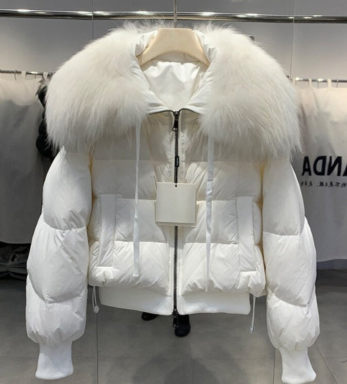 Real Fur Loose Duck Down Puffer Coats