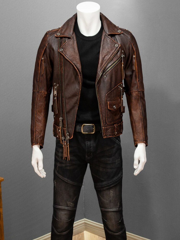 Genuine Leather Jacket Short Vintage