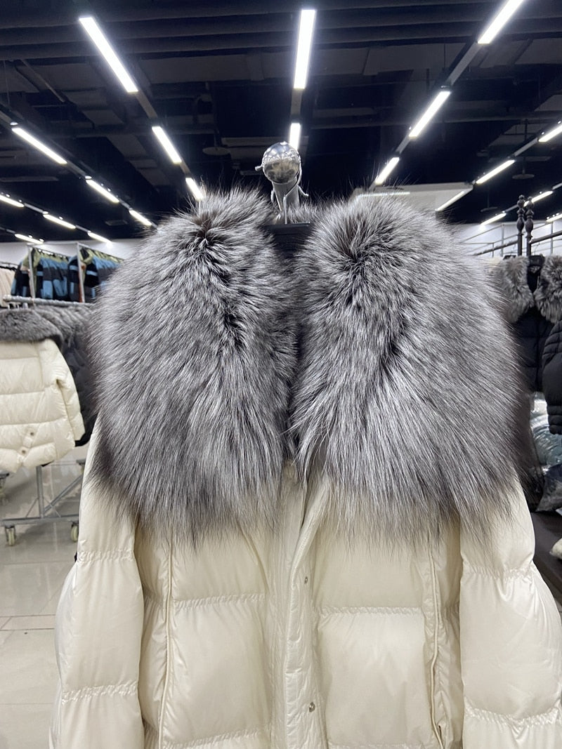 Goose Down Real Fur Big Collar Puffer Coats