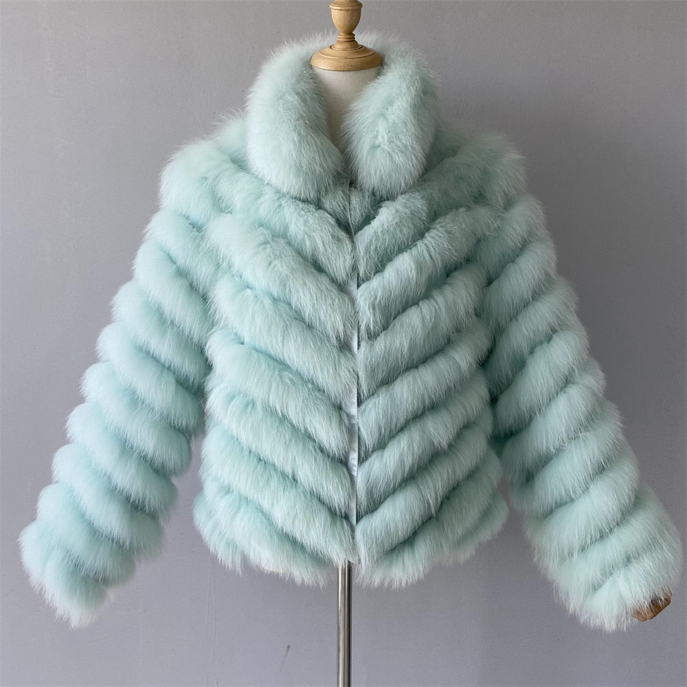 Reversible Knitted Real Fur Coats Silk Liner