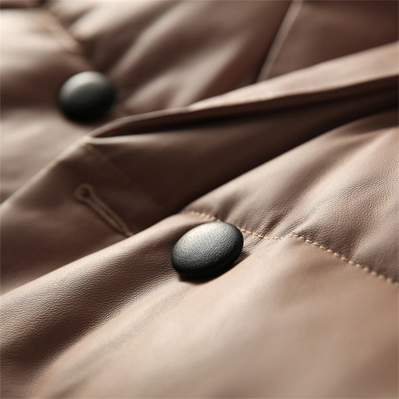 Genuine Leather Duck Down Blazer Coats