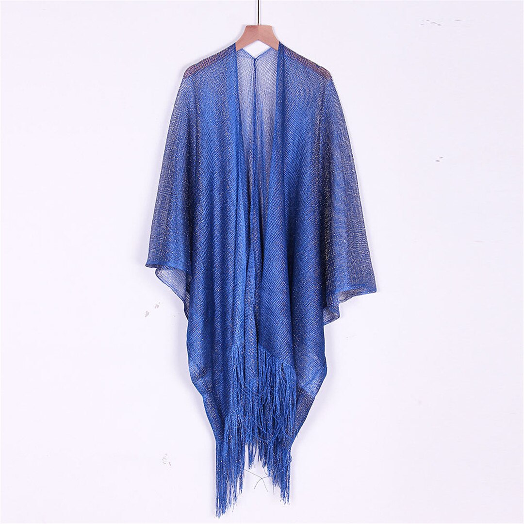 Shiny Sheer Fringe Tassel Mesh Beach Cover Up