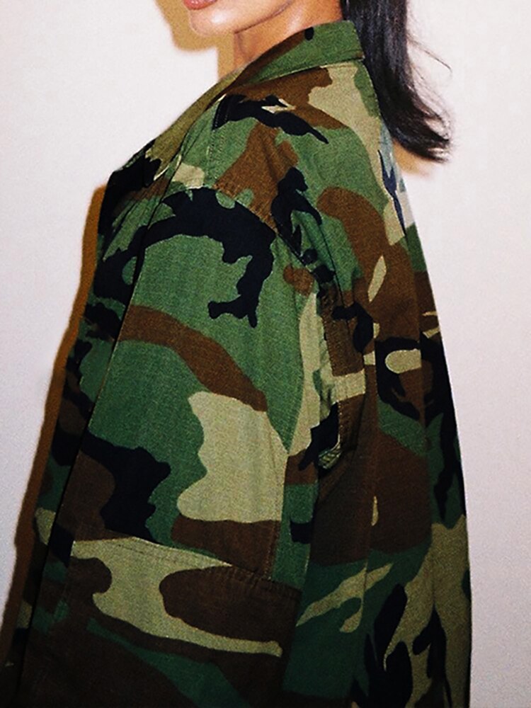 Camo Turn-down Collar Loose Shirt