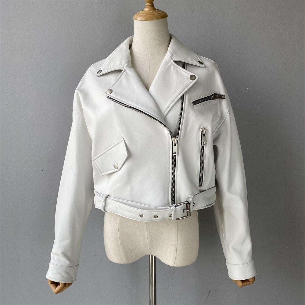 Genuine Leather Moto Jackets Crop (multi-colors)