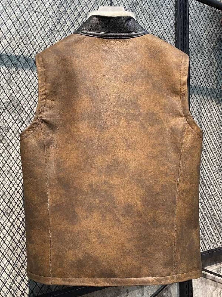 Genuine Leather Vest Shearling Lining – Elevate Swag