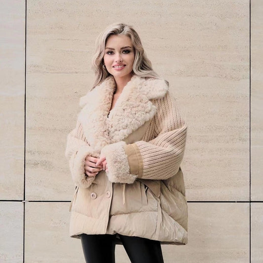 Real Fur Knitting Duck Down Puffer Coats