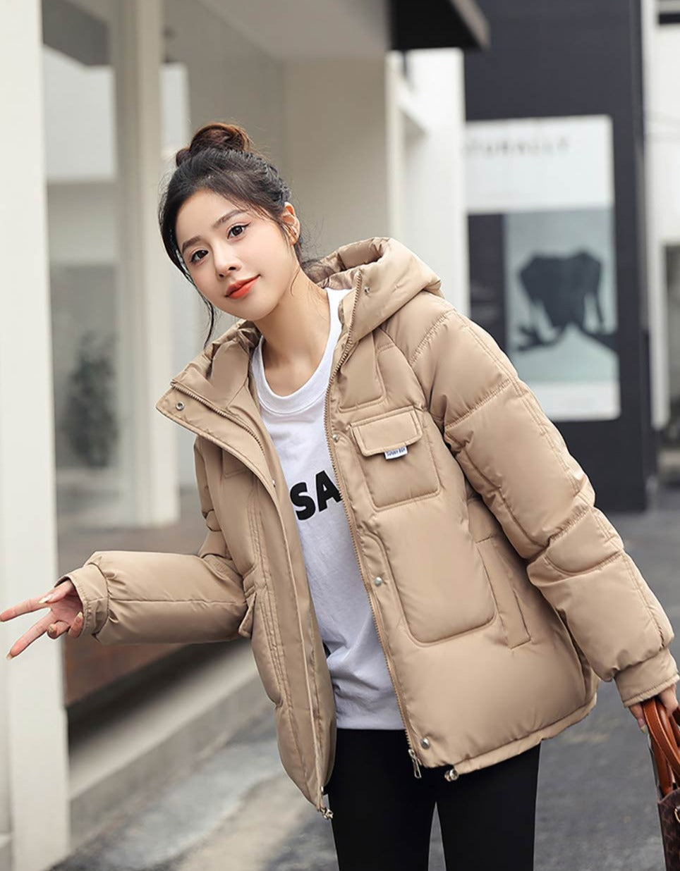 Chuan Cropped Zip-Up Puffer Jacket