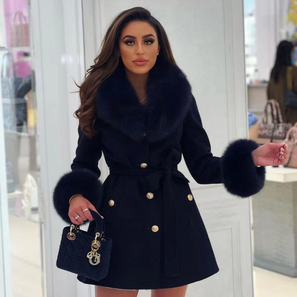 Cashmere Coats Real Fur Collar & Cuffs