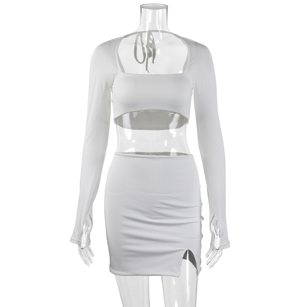 Tube Sleeved Crop Top & Mini Skirt Set