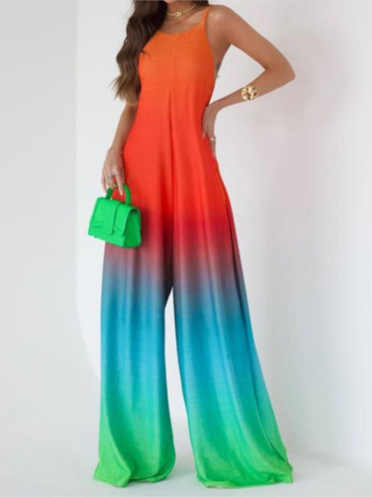 Backless Sleeveless Sling Wide Leg Jumpsuits