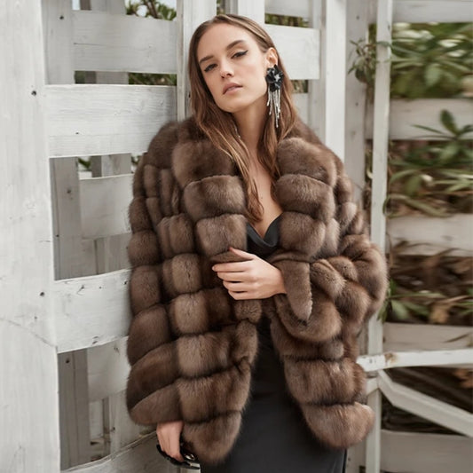 Luxury Pattern Real Fox Fur Coats