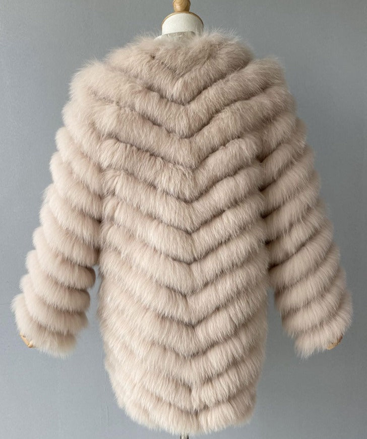 Reversible Real Fur Pattern Silk Lining Coats