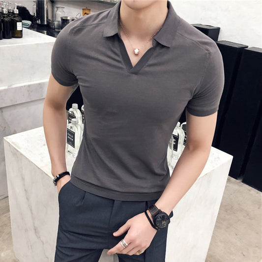 V-neck Breathable Short Sleeved Collar Shirts
