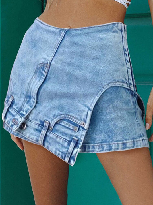 Jean Pocket Skirt Denim Shorts