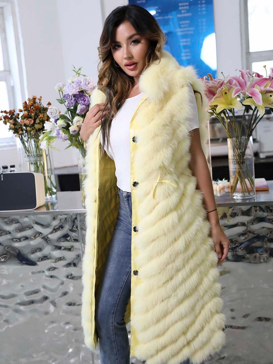 Reversible Long Real Fur Vests