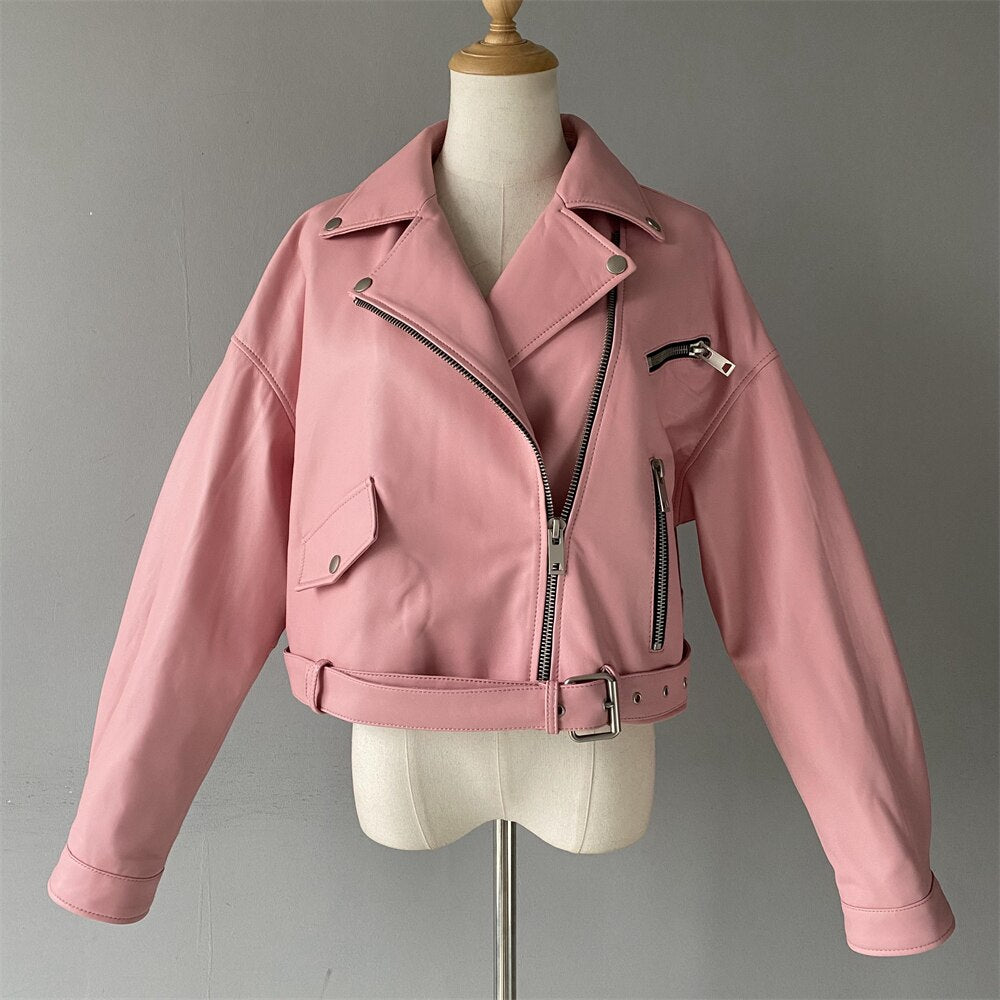 Genuine Leather Moto Jackets Crop (multi-colors)