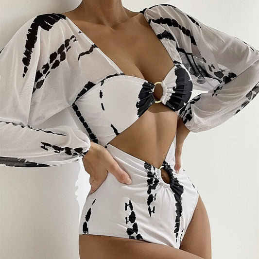 Collection of White/Black Tie Dye Swimwear