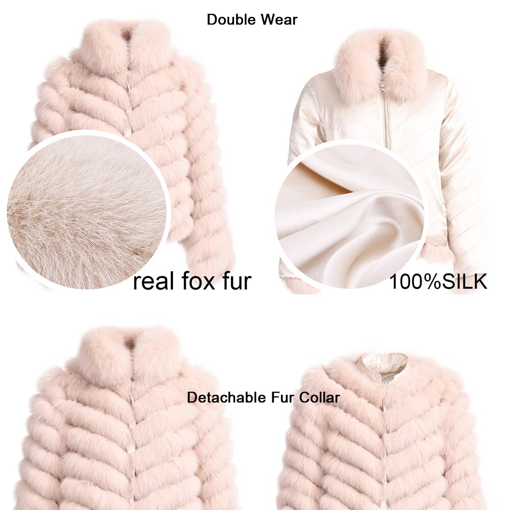 Reversible Knitted Real Fur Coats Silk Liner