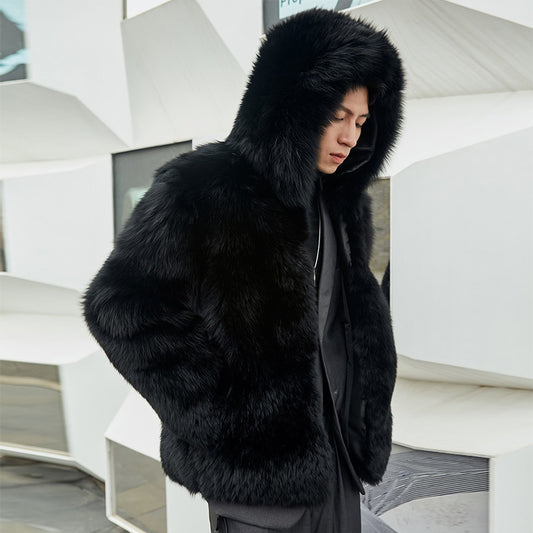Fluffy Natural Fur Coats Hooded