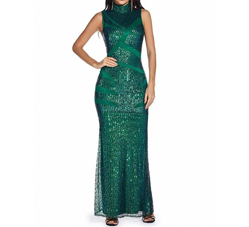 Green Sequin Maxi Dress
