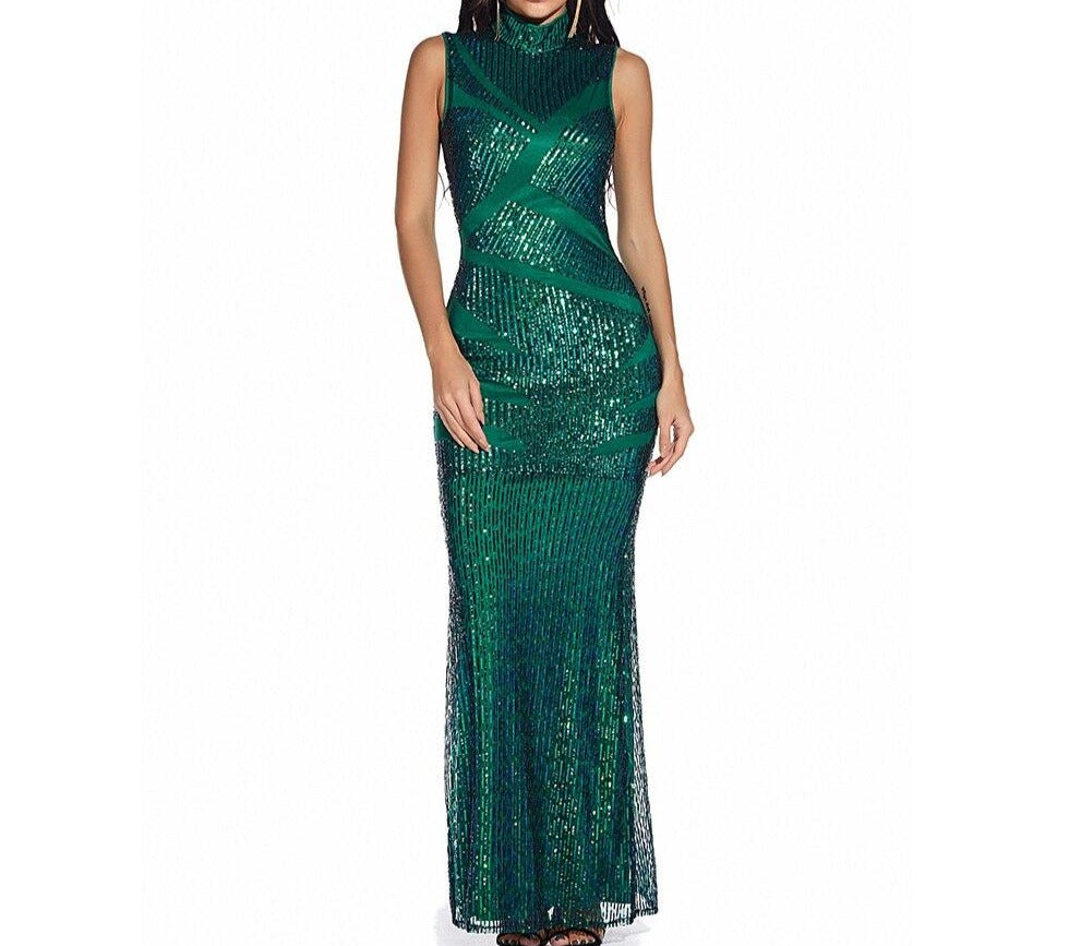 Green Sequin Maxi Dress