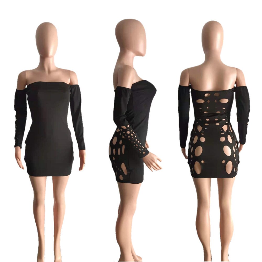 Off the Shoulder Cut Out Back Mini Dresses