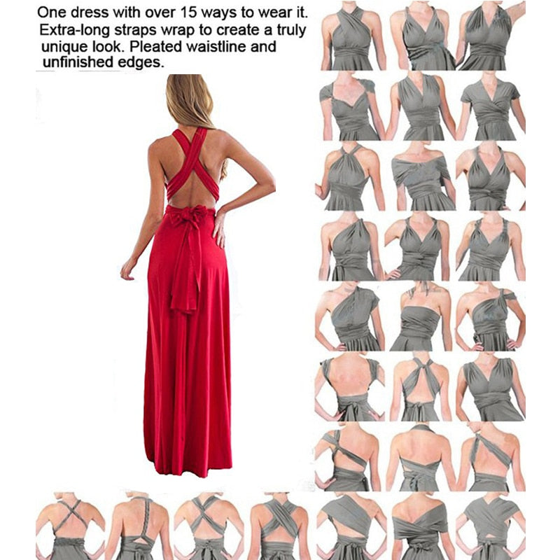 Multi-way Wrap Convertible Boho Maxi Dresses (Multi-Colors)