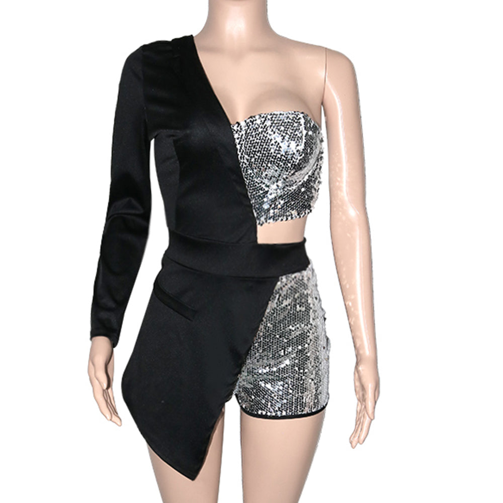 Half Blazer Sequin Rompers