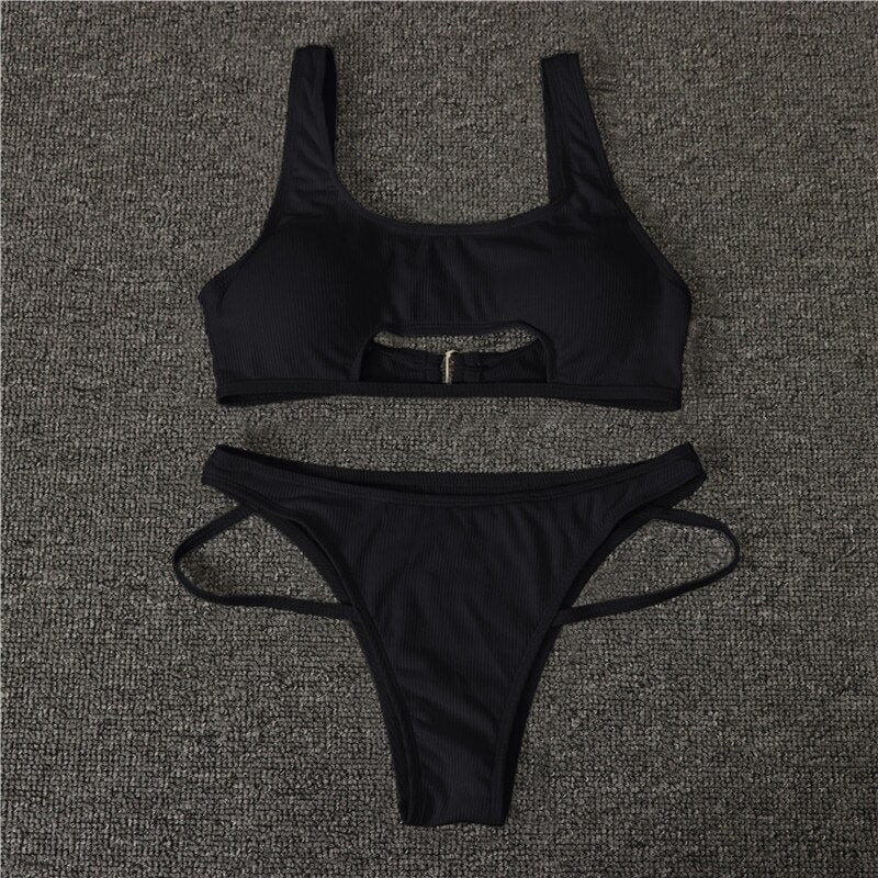 Tank Hollow Out High Cut Two Piece Sets