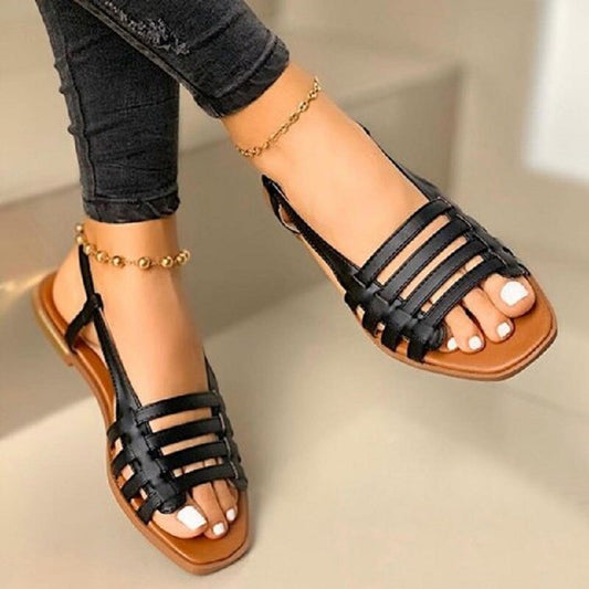 Open Toe Flat Roman Back Strap Sandals