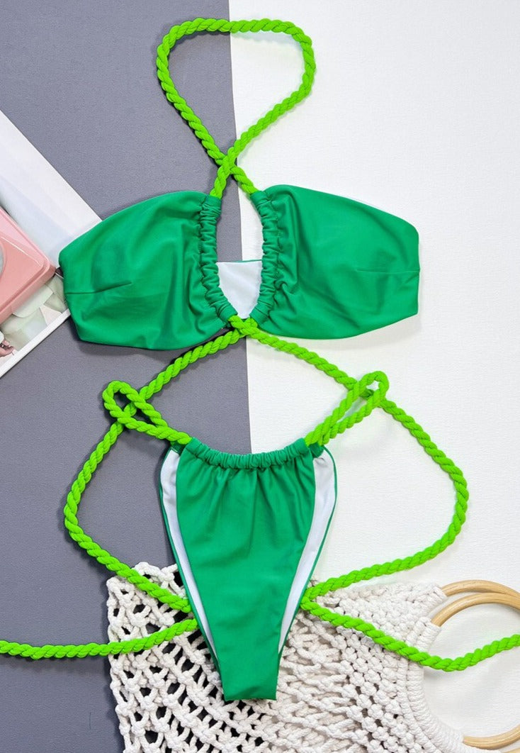 Rope Tie Halter Bikini Sets