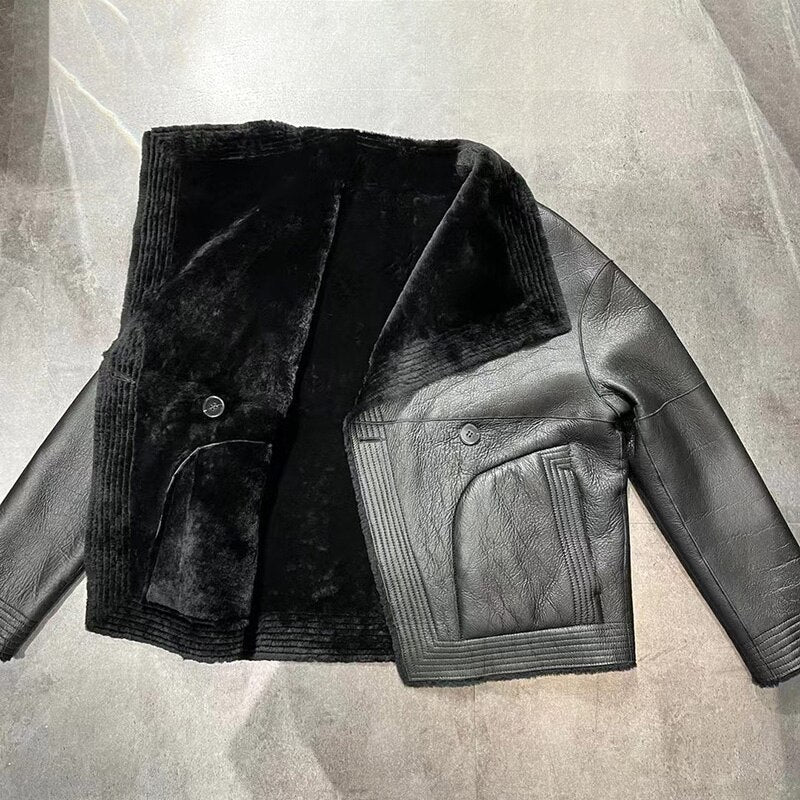 Genuine Leather Jackets Black Shearling Coats