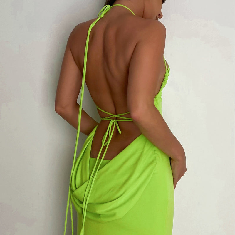 Backless Sleeveless Slit Maxi Dresses